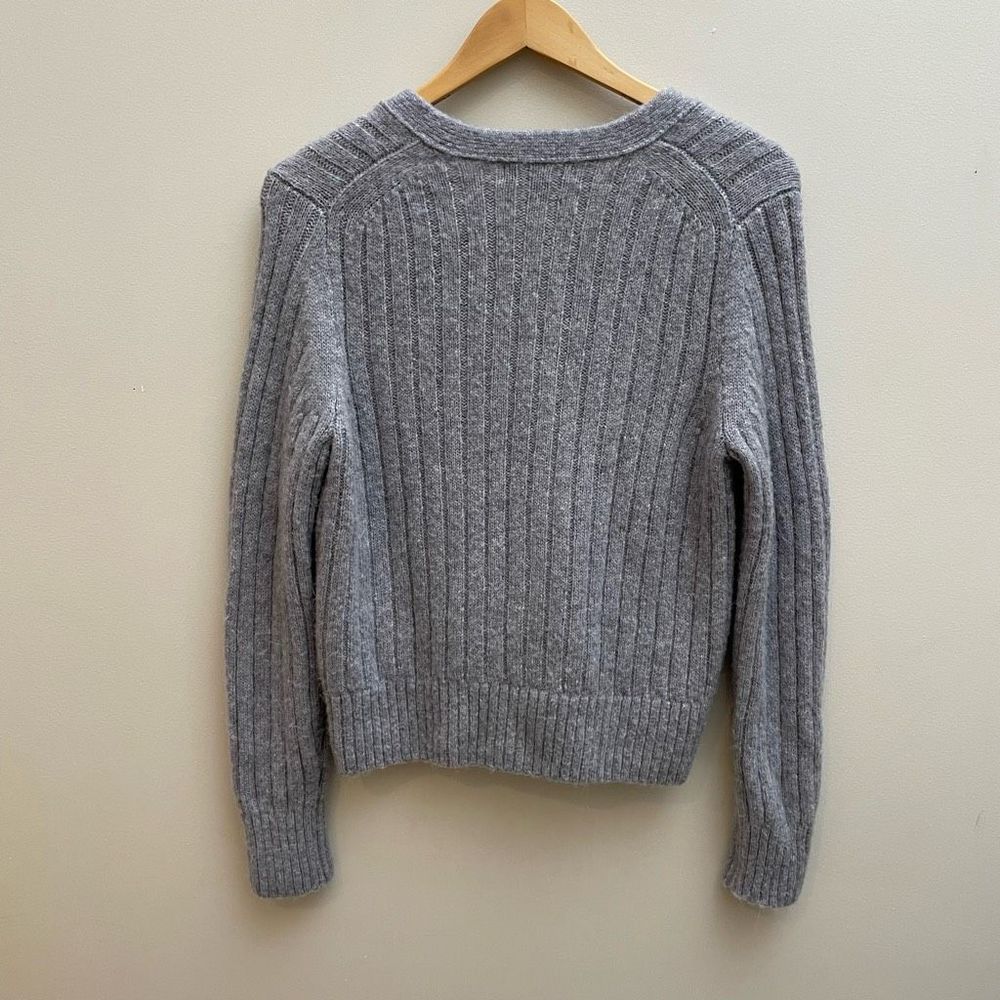 Banana Republic Womens M Mitzi Cropped Ribbed Cardigan Sweater Wool Alpaca Gray - Picture 7 of 10